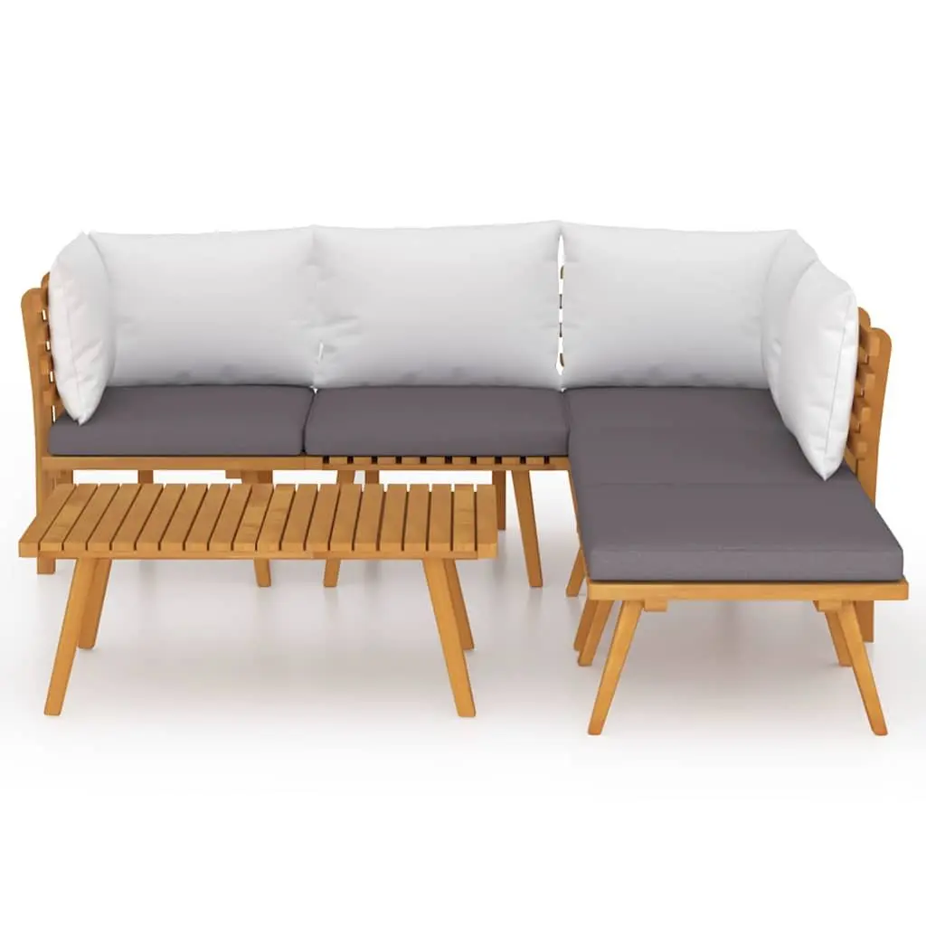 Garden Lounge Set 6 Piece Outdoor Patio Furniture Acacia Wood Brown with Cushions