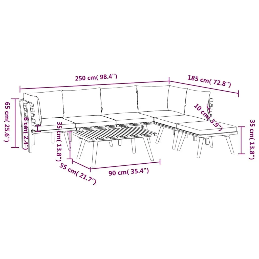 7 Piece Garden Lounge Set Outdoor Patio Solid Acacia Wood Brown