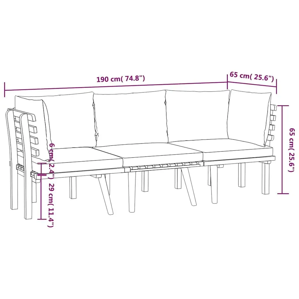 3 Piece Garden Lounge Set Outdoor Patio Furniture Solid Wood Acacia Brown