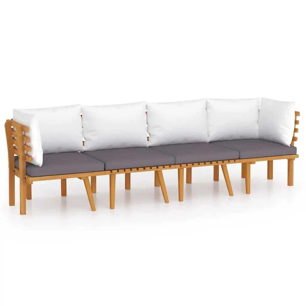 Garden Lounge Set 4 Piece Brown Outdoor Patio Furniture Solid Wood Cushions