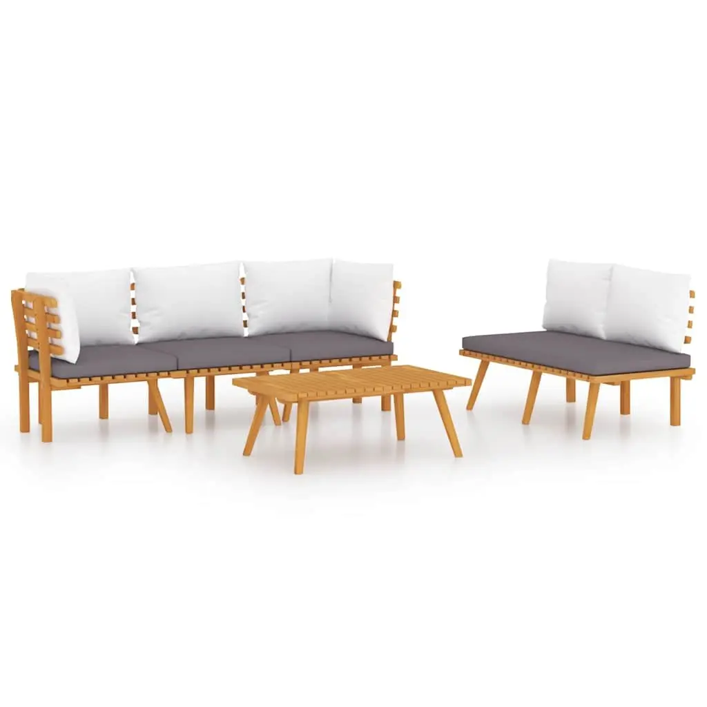 5 Piece Garden Lounge Set Outdoor Patio Furniture Solid Acacia Wood Brown