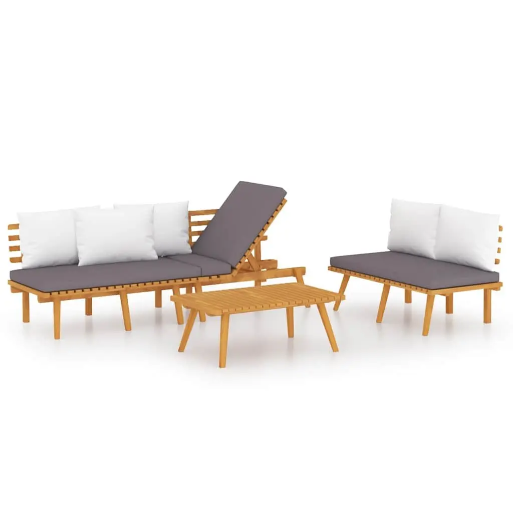 3 Piece Garden Lounge Set Outdoor Furniture Solid Wood Acacia Brown with Cushions