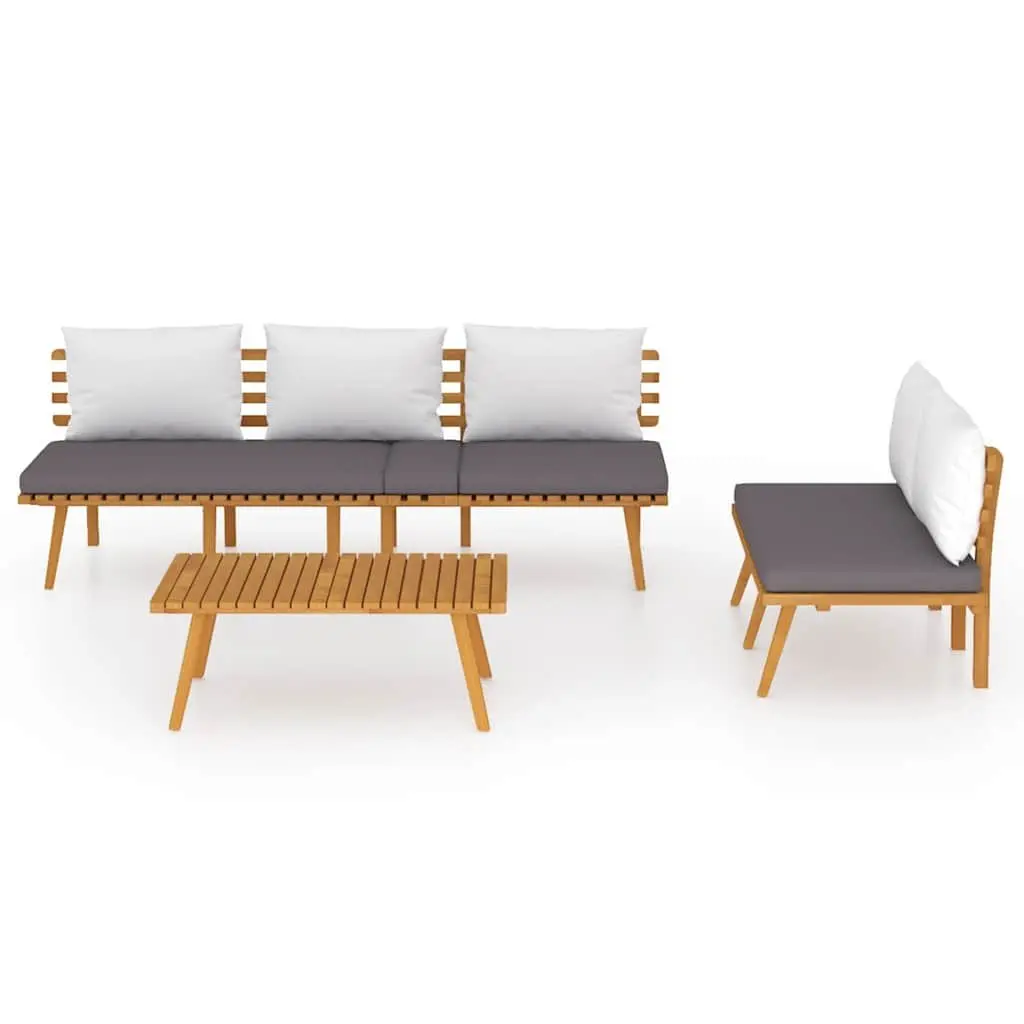 3 Piece Garden Lounge Set Outdoor Furniture Solid Wood Acacia Brown with Cushions