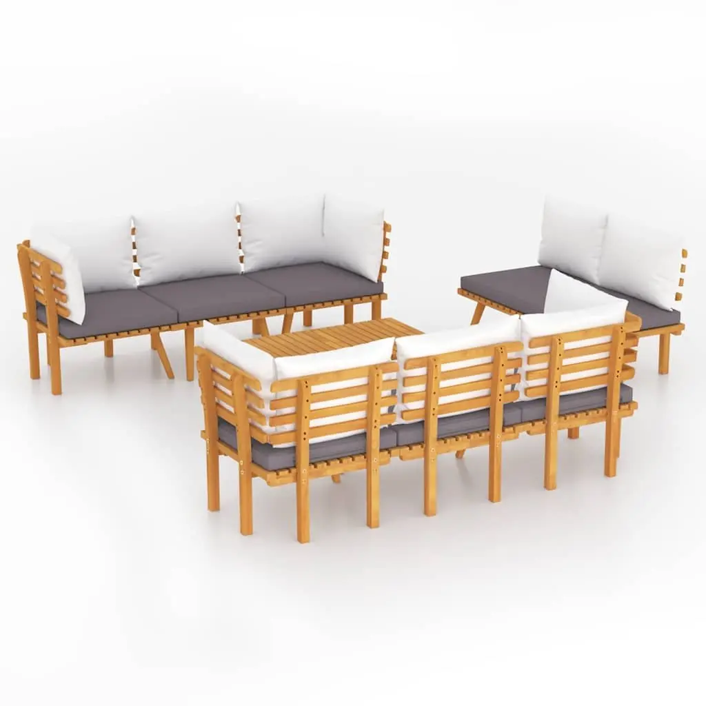 Outdoor Lounge Set 8 Piece Garden Furniture Solid Acacia Wood Brown Weather-Resistant