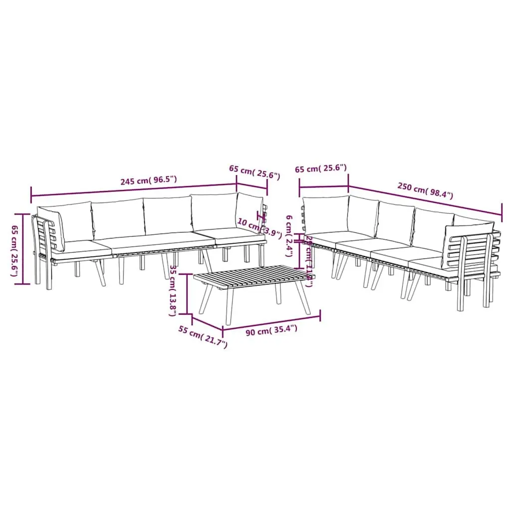 Outdoor Lounge Set 8 Piece Garden Furniture Solid Acacia Wood Brown Weather-Resistant