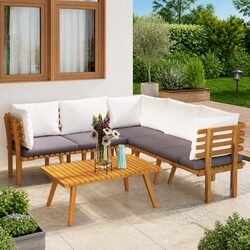 6-Piece Acacia Wood Garden Lounge Set: Style Meets Durability