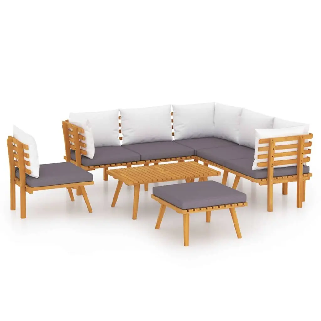 Garden Lounge Set 8 Piece Outdoor Furniture Acacia Wood Patio Brown with Cushions
