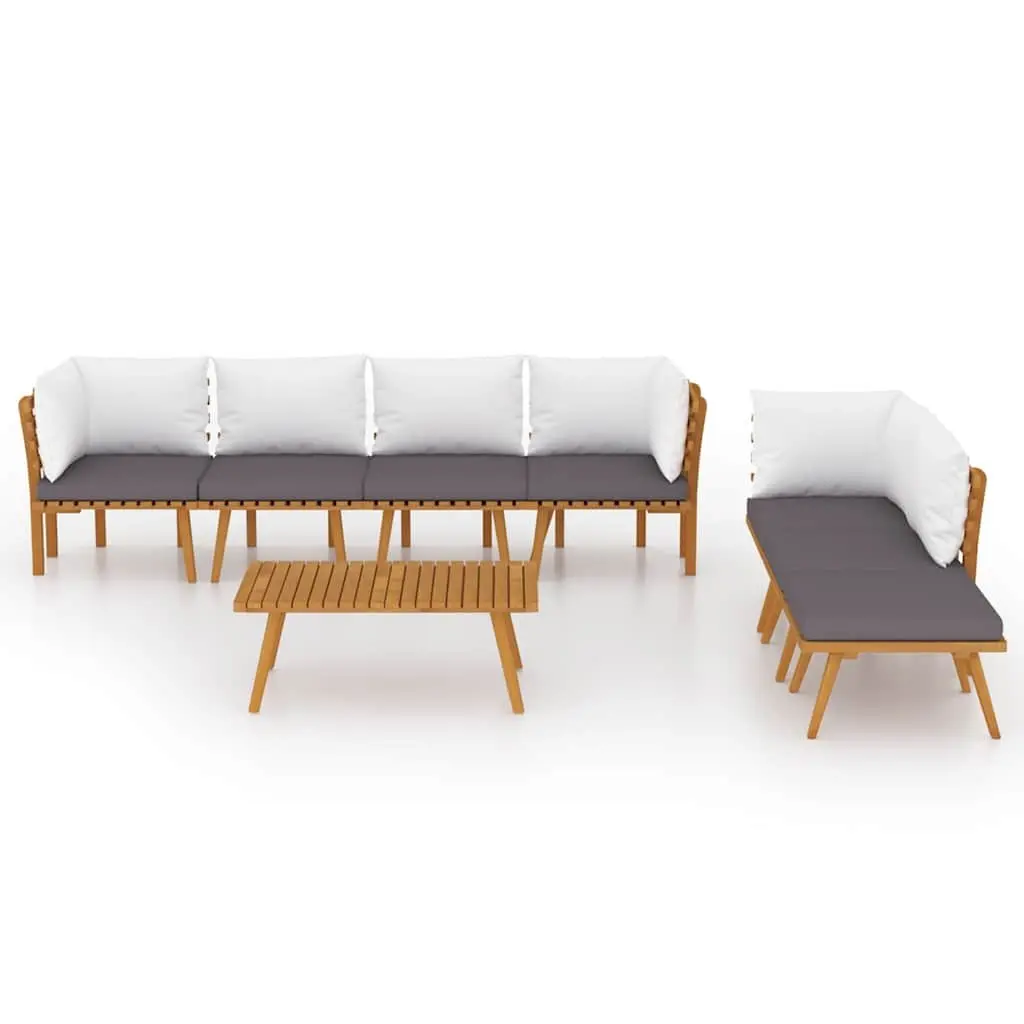 Garden Lounge Set 8 Piece Outdoor Furniture Acacia Wood Patio Brown with Cushions