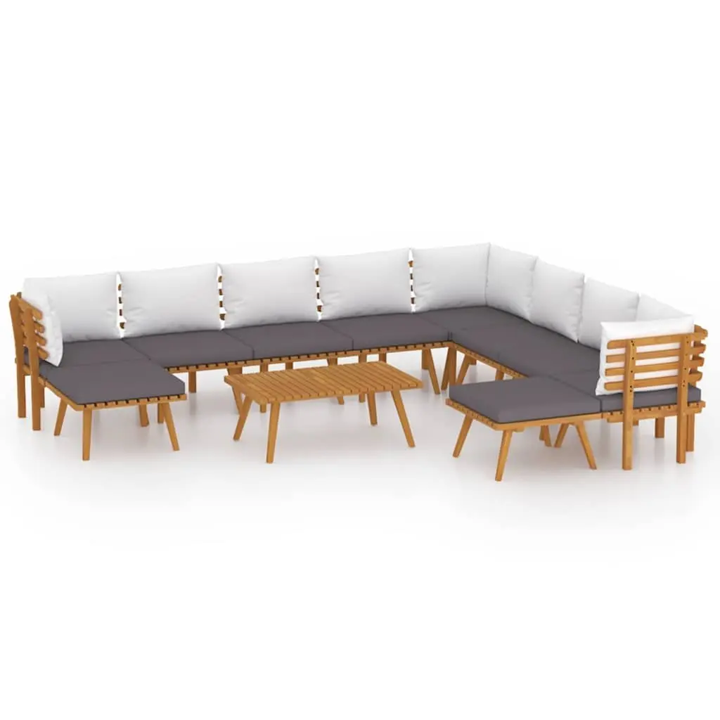 Garden Lounge Set 11 Piece Outdoor Furniture Solid Wood Acacia Brown Patio