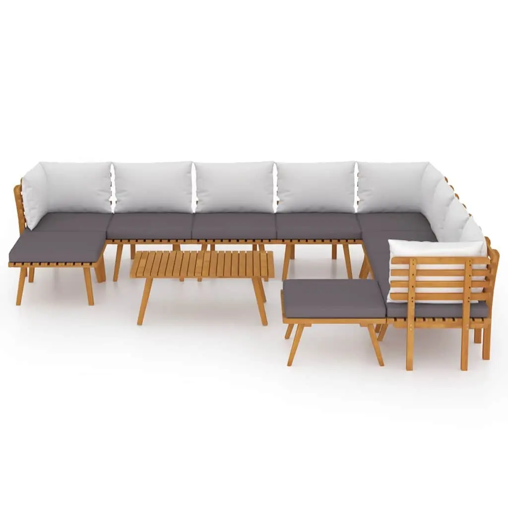 Garden Lounge Set 11 Piece Outdoor Furniture Solid Wood Acacia Brown Patio
