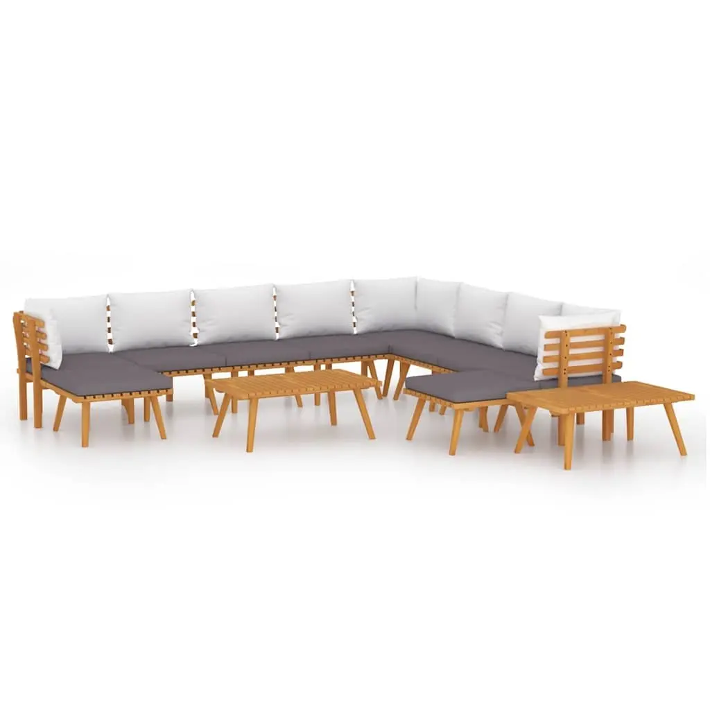 Garden Lounge Set 12 Piece Outdoor Patio Furniture Solid Acacia Wood Brown