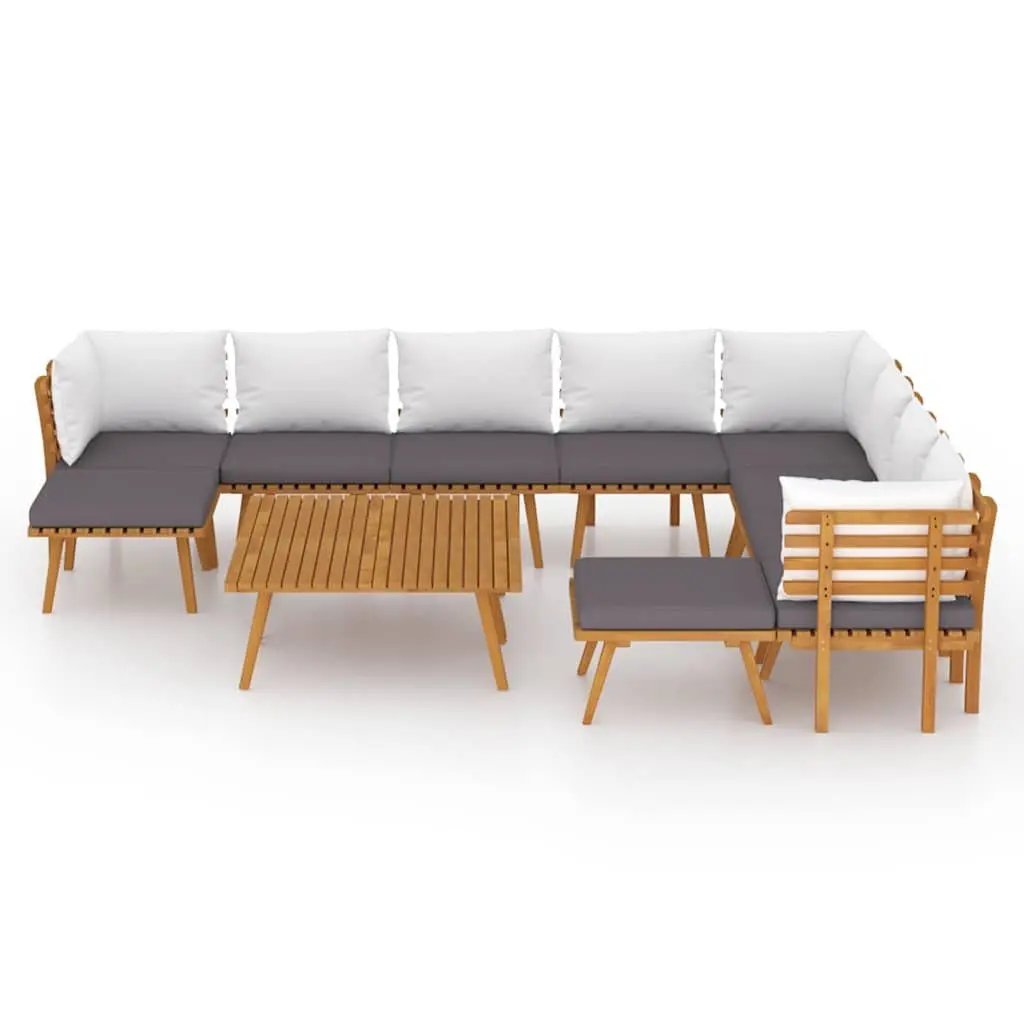 Garden Lounge Set 12 Piece Outdoor Patio Furniture Solid Acacia Wood Brown