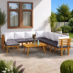 Reliable 9 Piece Outdoor Lounge Set with Thick Cushions