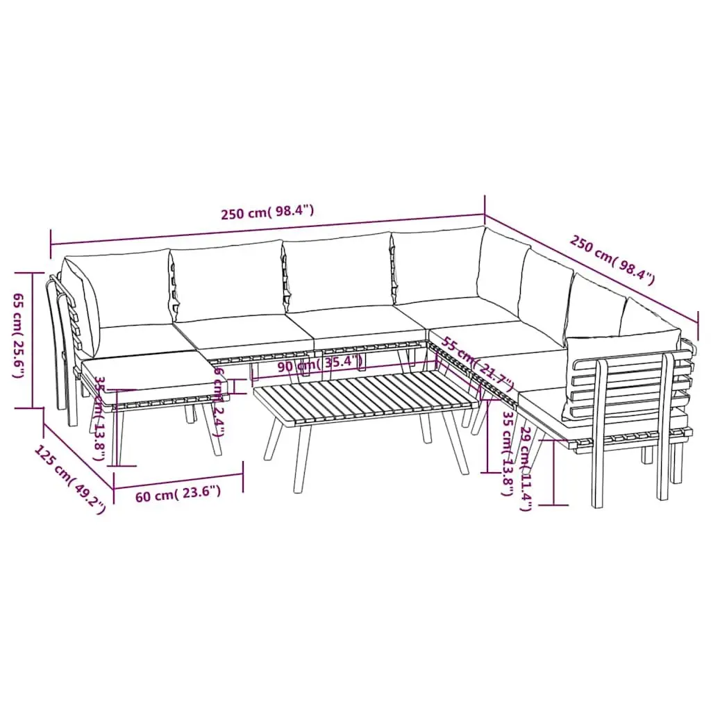 9 Piece Garden Lounge Set Outdoor Patio Furniture Solid Wood Acacia Brown
