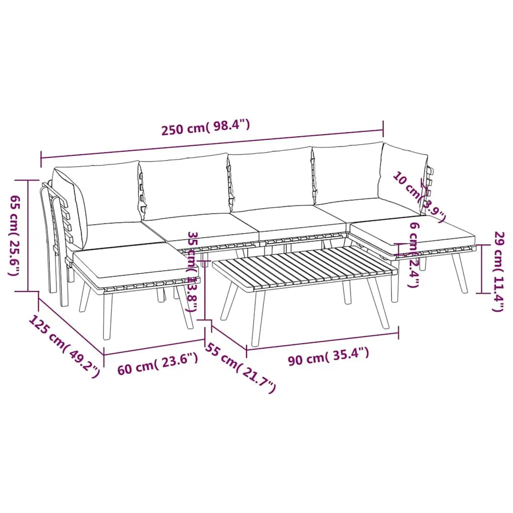 7 Piece Garden Lounge Set Solid Acacia Wood Outdoor Patio Brown