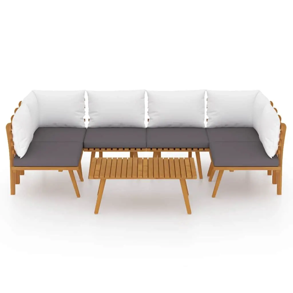 7 Piece Garden Lounge Set Outdoor Furniture Solid Wood Acacia with Cushions Brown
