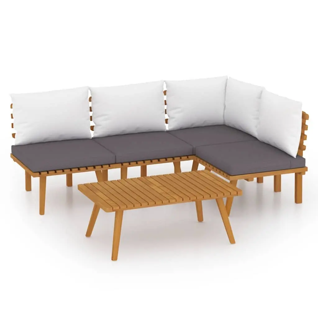 5 Piece Acacia Lounge Set with Cushions
