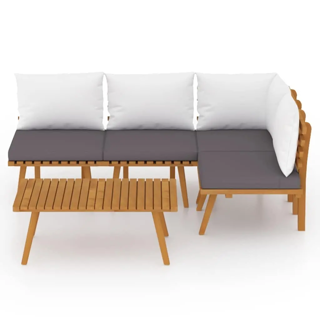 5 Piece Acacia Lounge Set with Cushions