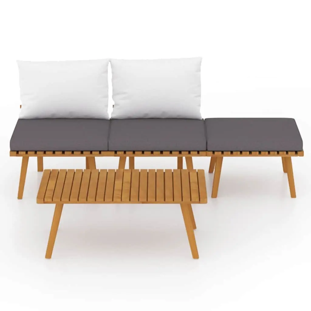 4 Piece Garden Lounge Set Acacia Wood Outdoor Patio Furniture Brown with Cushions