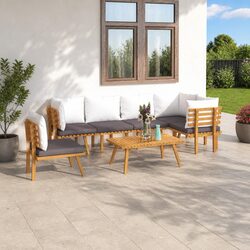 7 Piece Outdoor Garden Lounge Set with Cushions Solid Acacia Wood Patio