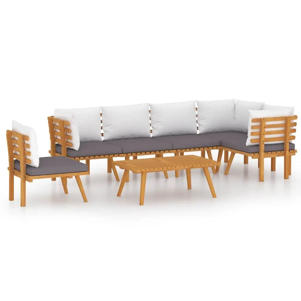7 Piece Outdoor Garden Lounge Set with Cushions Solid Acacia Wood Brown