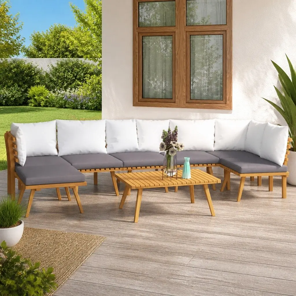 Garden Lounge Set 8 Piece Outdoor Patio Furniture Solid Wood Acacia Brown