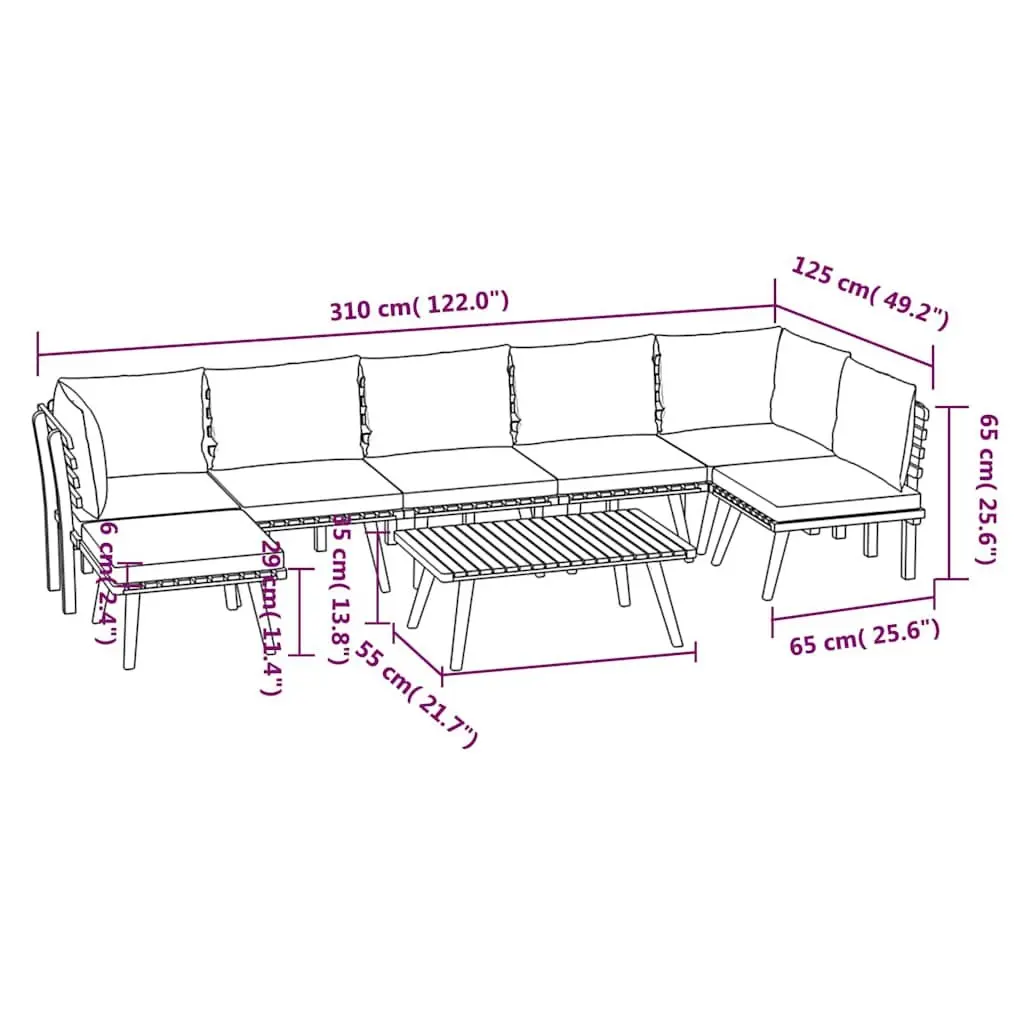 Garden Lounge Set 8 Piece Outdoor Patio Furniture Solid Wood Acacia Brown