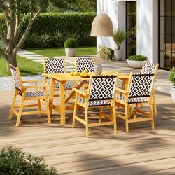 Reliable 7-Piece Dining Set with Acacia Wood Finish