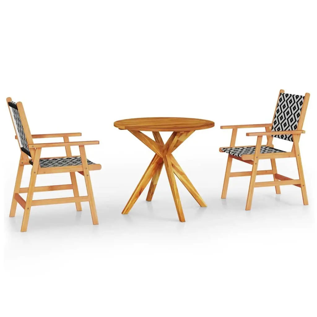 Garden Dining Set 3 Piece Outdoor Patio Furniture Brown Solid Wood Table Chairs