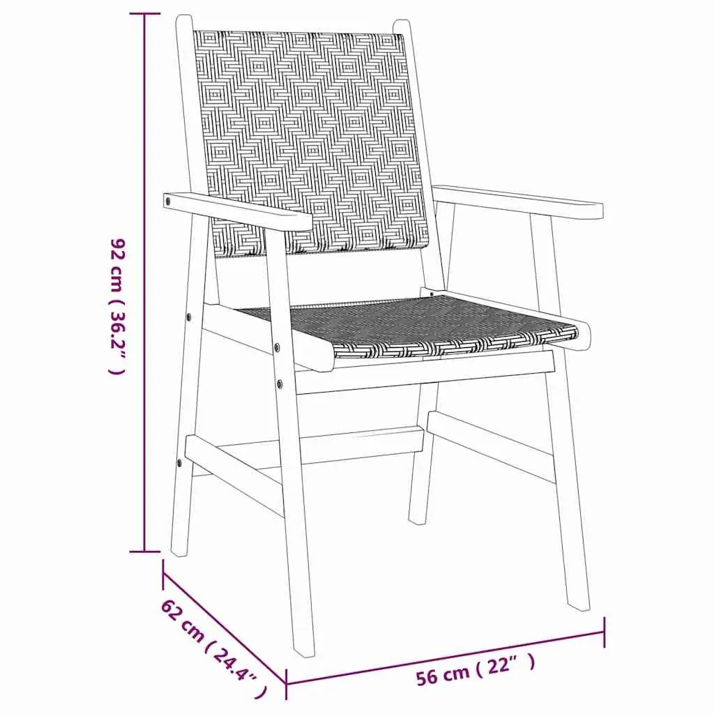 Garden Dining Set 3 Piece Outdoor Patio Furniture Brown Solid Wood Table Chairs