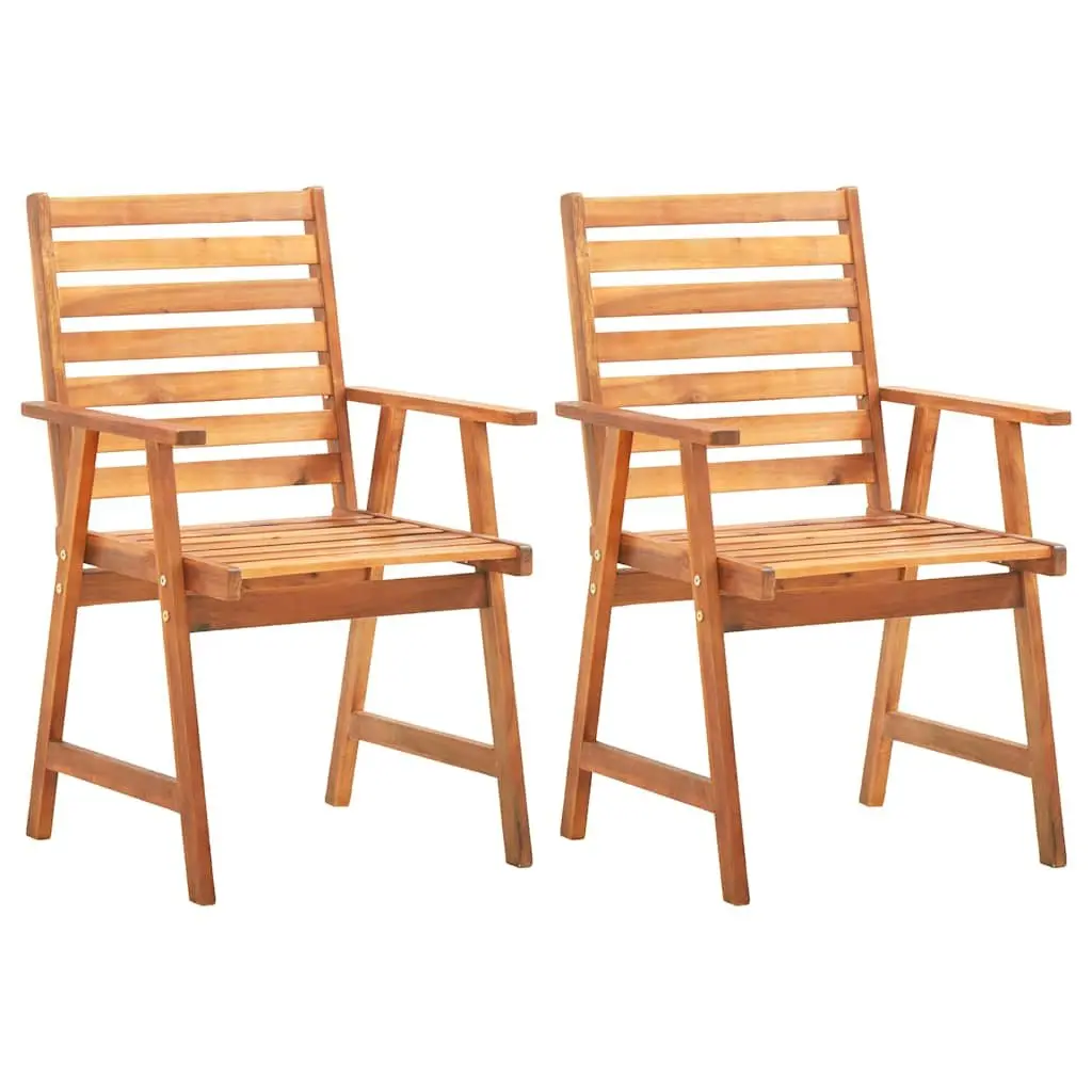 Garden Dining Set 3 Piece Outdoor Patio Table and Chairs Solid Acacia Wood Brown