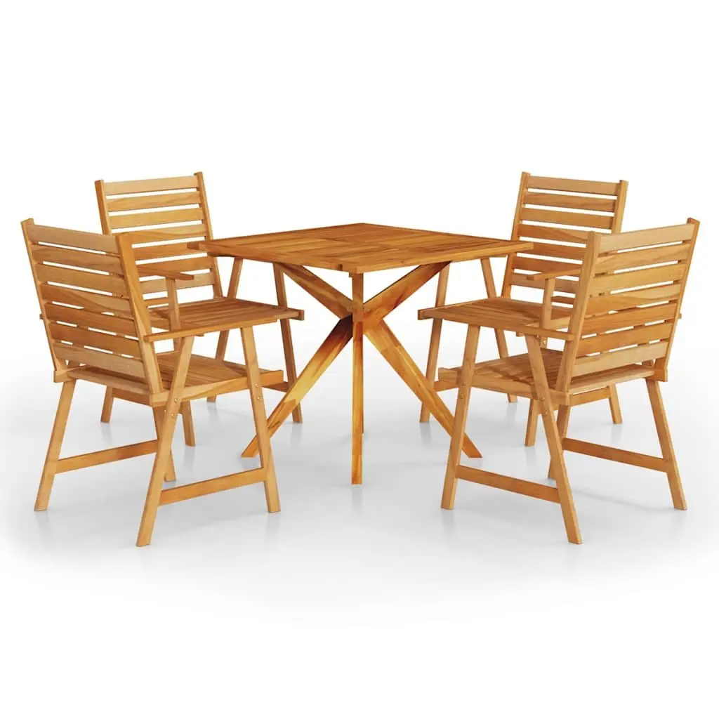 5 Piece Garden Dining Set Outdoor Patio Furniture Solid Acacia Wood Brown