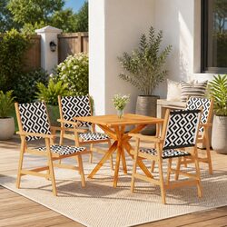 5 Piece Garden Dining Set Outdoor Furniture Patio Table Chairs Solid Wood
