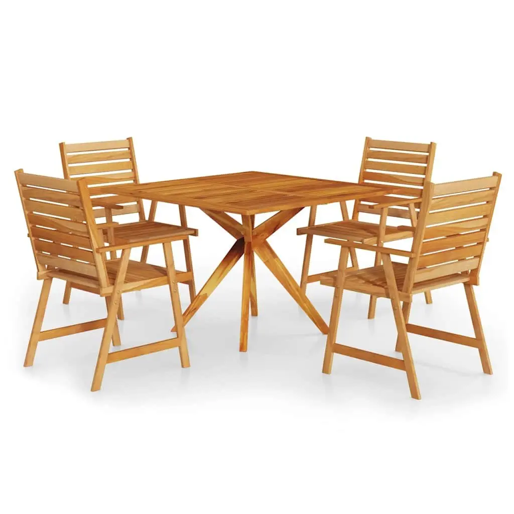 5 Piece Garden Dining Set Outdoor Patio Furniture Solid Acacia Wood Brown