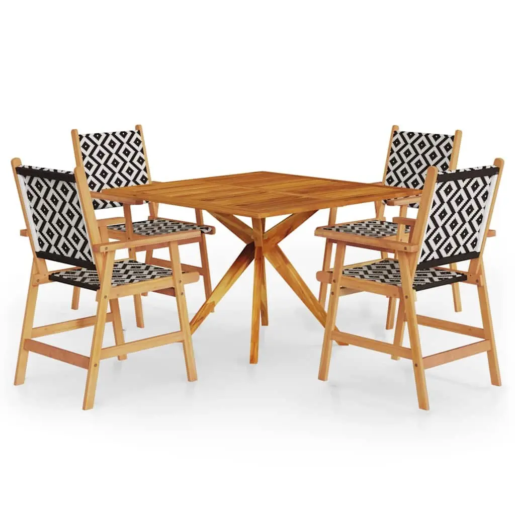 Garden Dining Set 5 Piece Outdoor Patio Furniture Solid Wood Brown