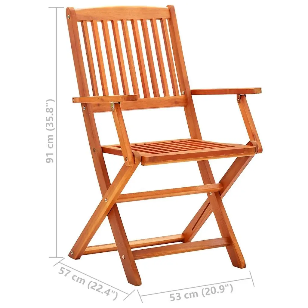 Folding Garden Chairs Outdoor Dining Set 8 Piece Eucalyptus Wood Brown