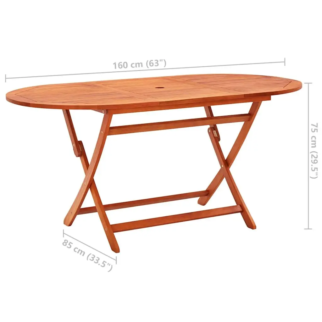 Outdoor Dining Set 9 Piece Folding Garden Patio Furniture Eucalyptus Wood Brown