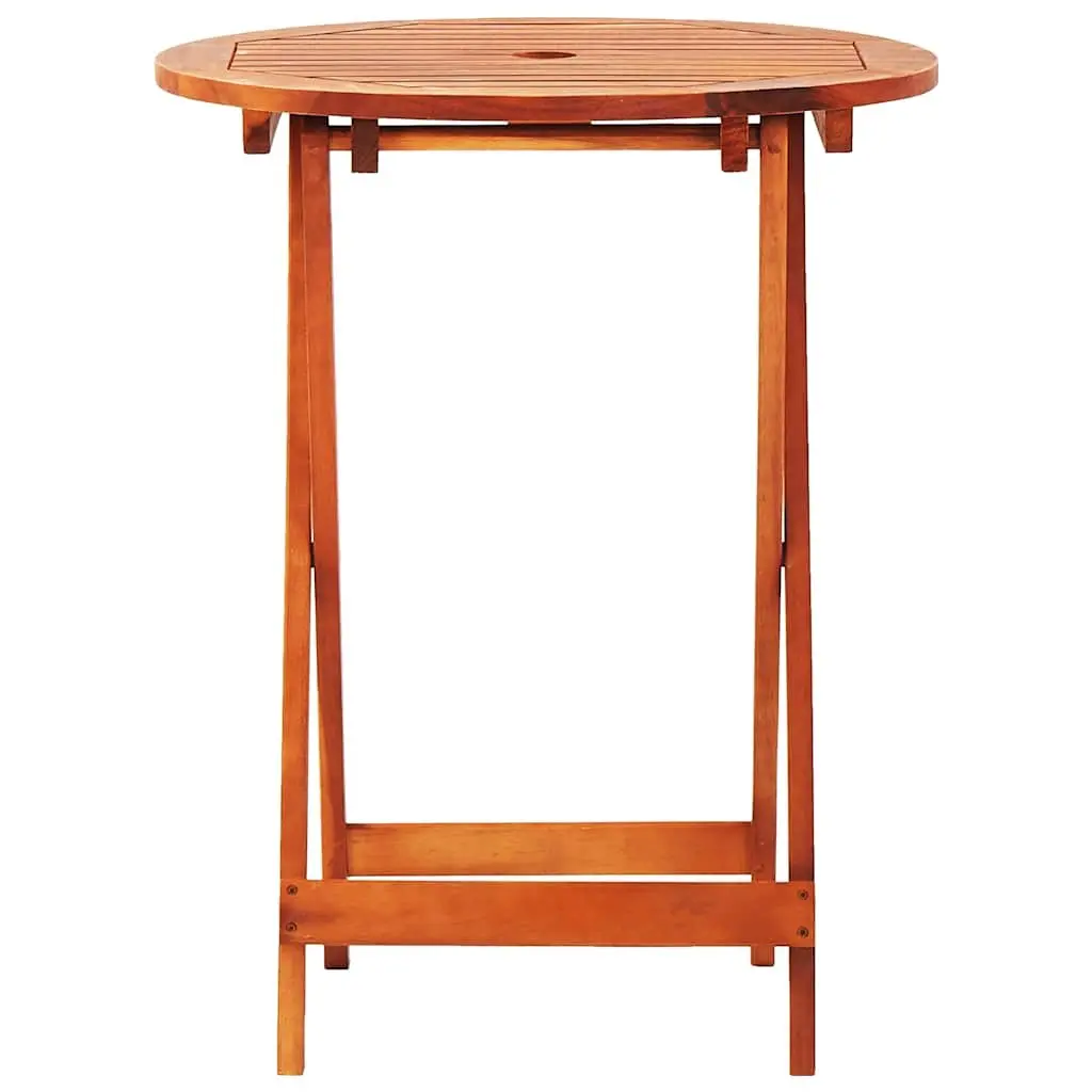 Folding 3 Piece Dining Set Eucalyptus Wood Brown Outdoor Garden Patio Furniture
