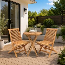 Reliable 3 Piece Teak Wood Outdoor Dining Set