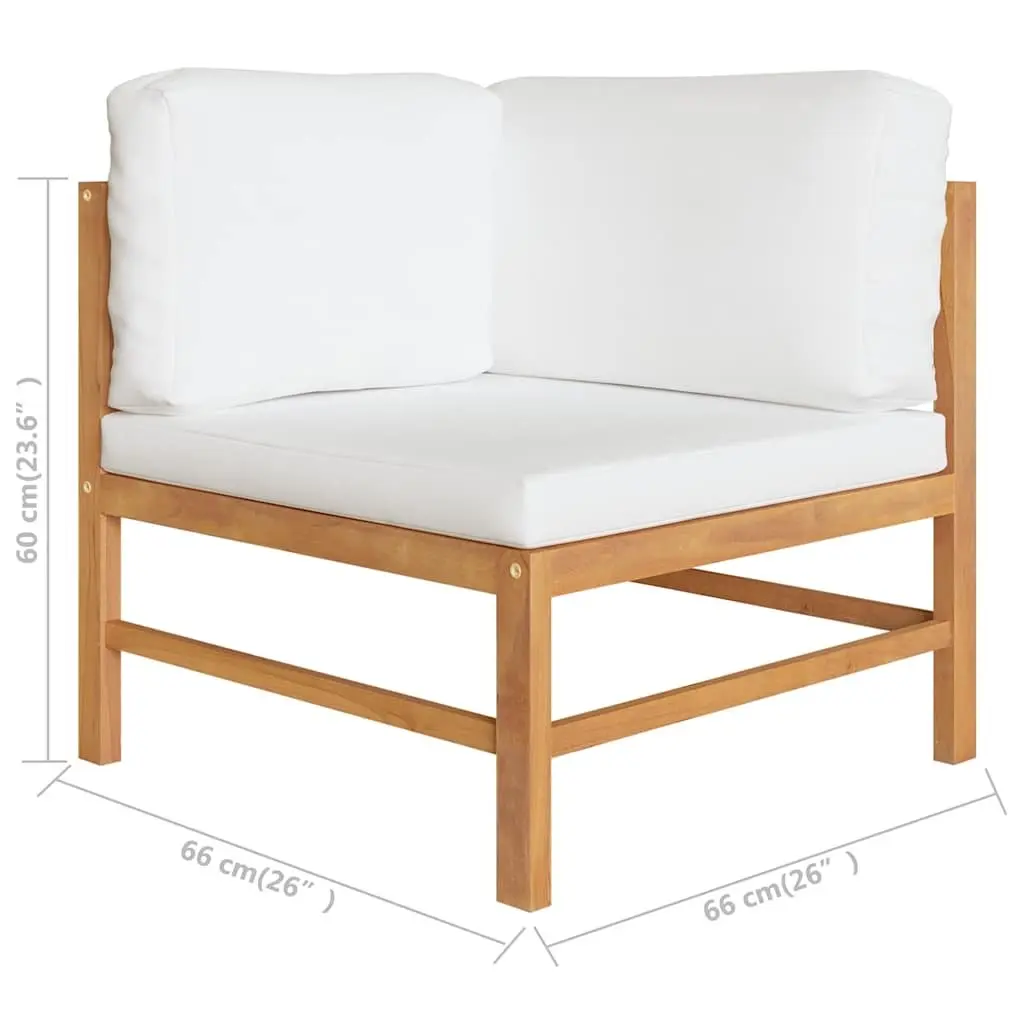 6 Piece Garden Lounge Set Outdoor Patio Furniture Teak Wood Cream Cushions