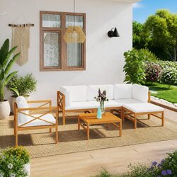 Comfortable 6-Piece Garden Lounge Set with Footrest