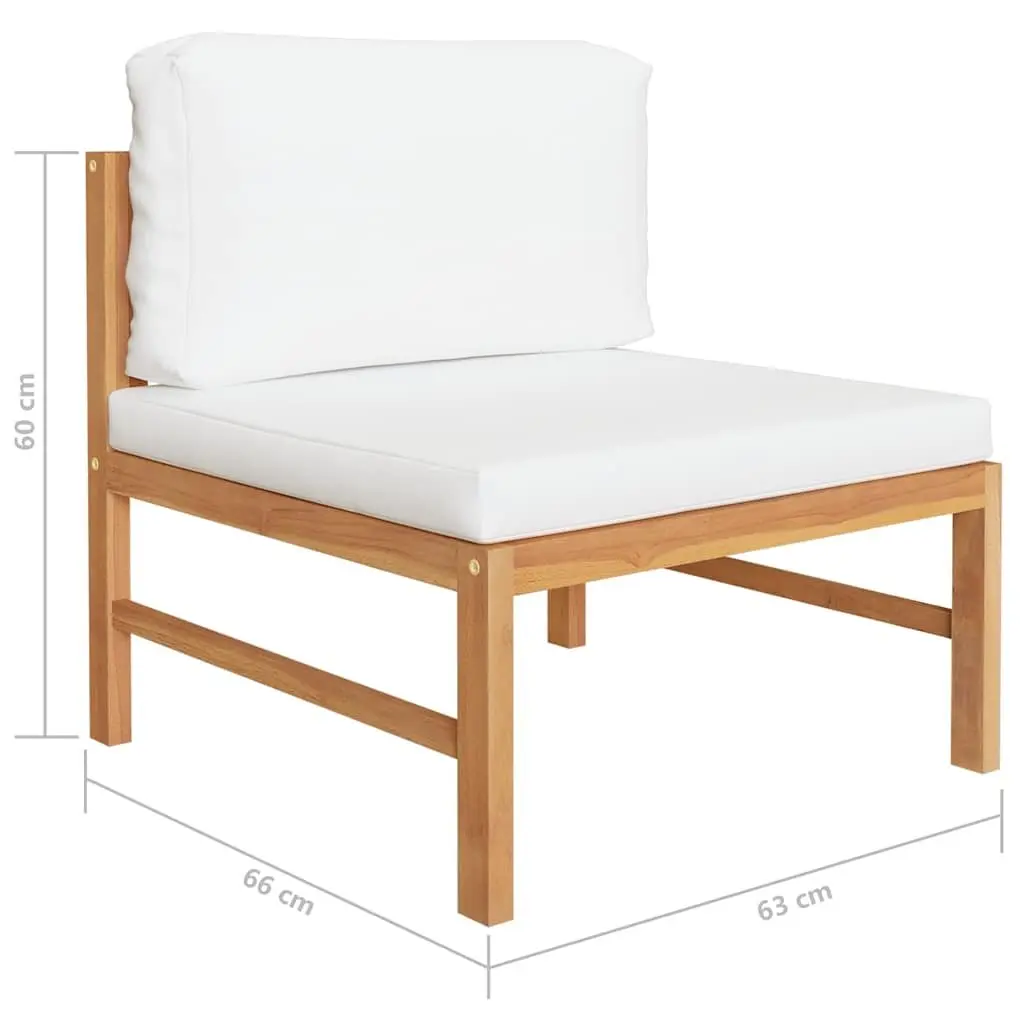 Garden Lounge Set Outdoor Furniture 6 Piece Teak Wood Cream Cushions