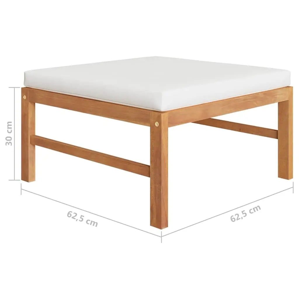Garden Lounge Set Outdoor Furniture 6 Piece Teak Wood Cream Cushions
