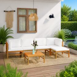 Comfortable 6-Piece Outdoor Lounge Set in Cream