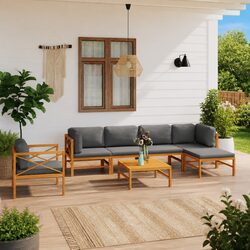 Comfortable and Stylish 7 Piece Teak Garden Lounge Set