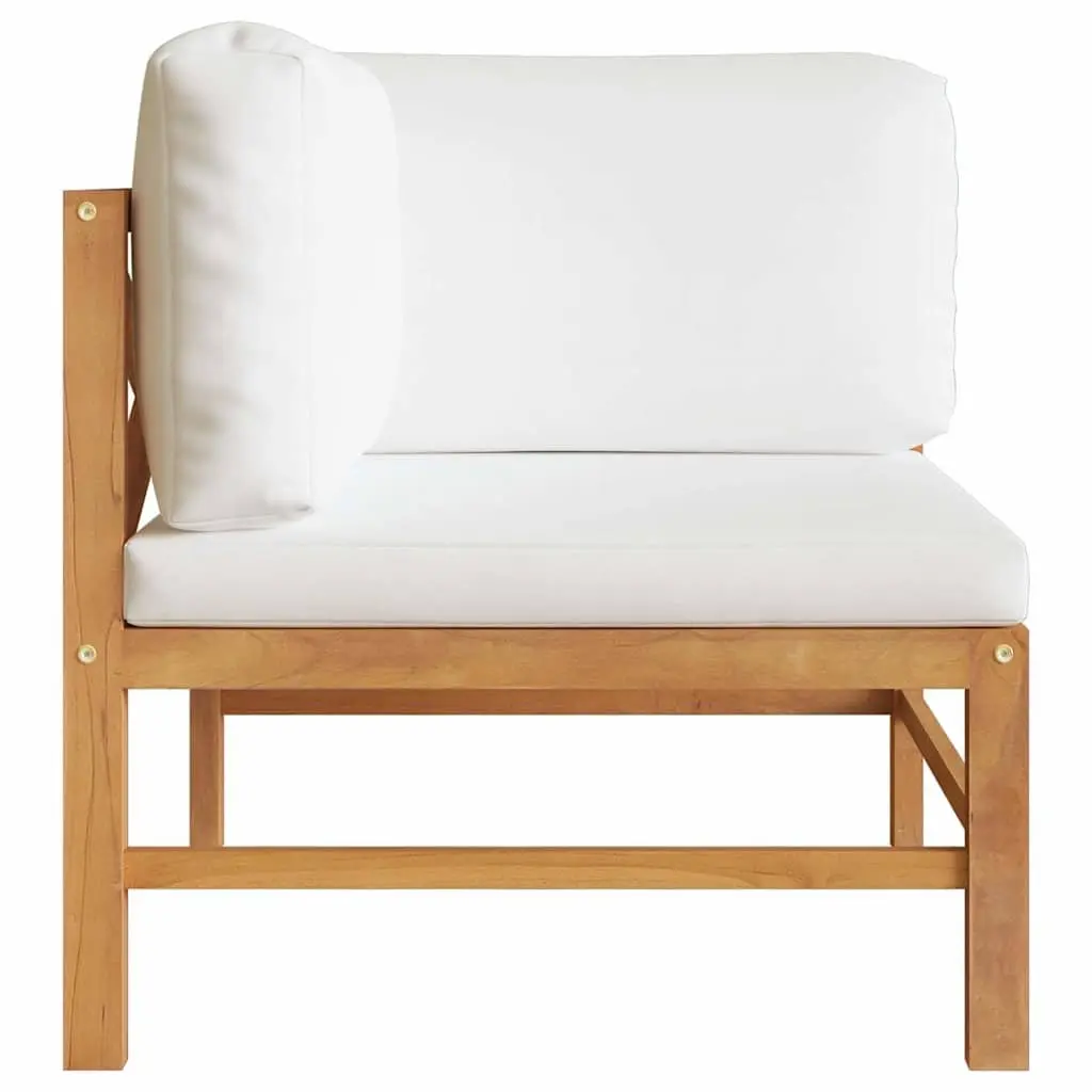 Outdoor Garden Sofa Solid Teak Wood Cream Cushions 2 Seater Patio Furniture
