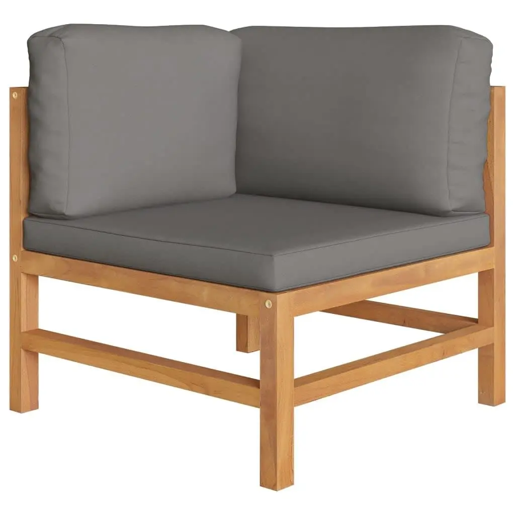 4-Seater Garden Sofa Outdoor Couch Solid Teak Wood with Grey Cushions