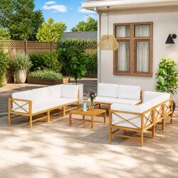 Comfortable 9-Piece Outdoor Lounge Set with Cream Cushions