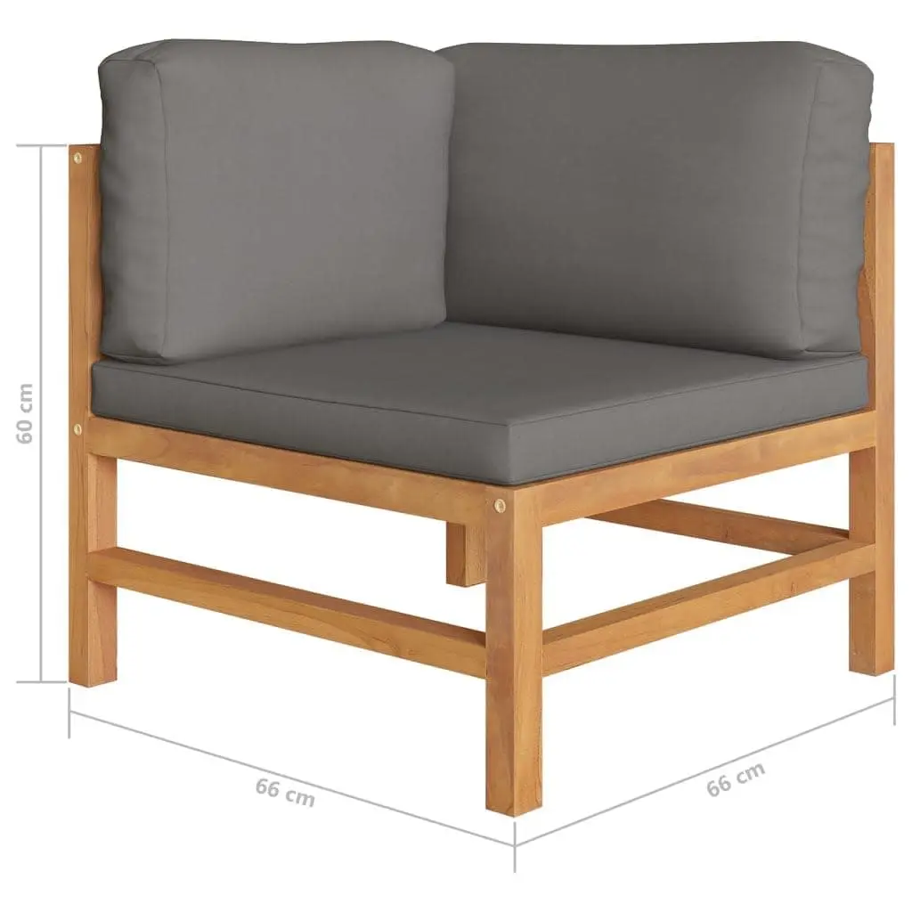8 Piece Teak Lounge Set with Grey Cushions