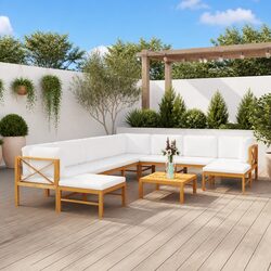 Reliable 11 Piece Garden Lounge Set with Cream Cushions